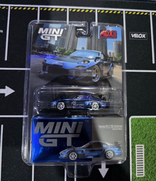 Mazda RX-7 RE-Amemiya Chrome Blue Malaysia Diecast Expo 2025. ( Blister Pack )
